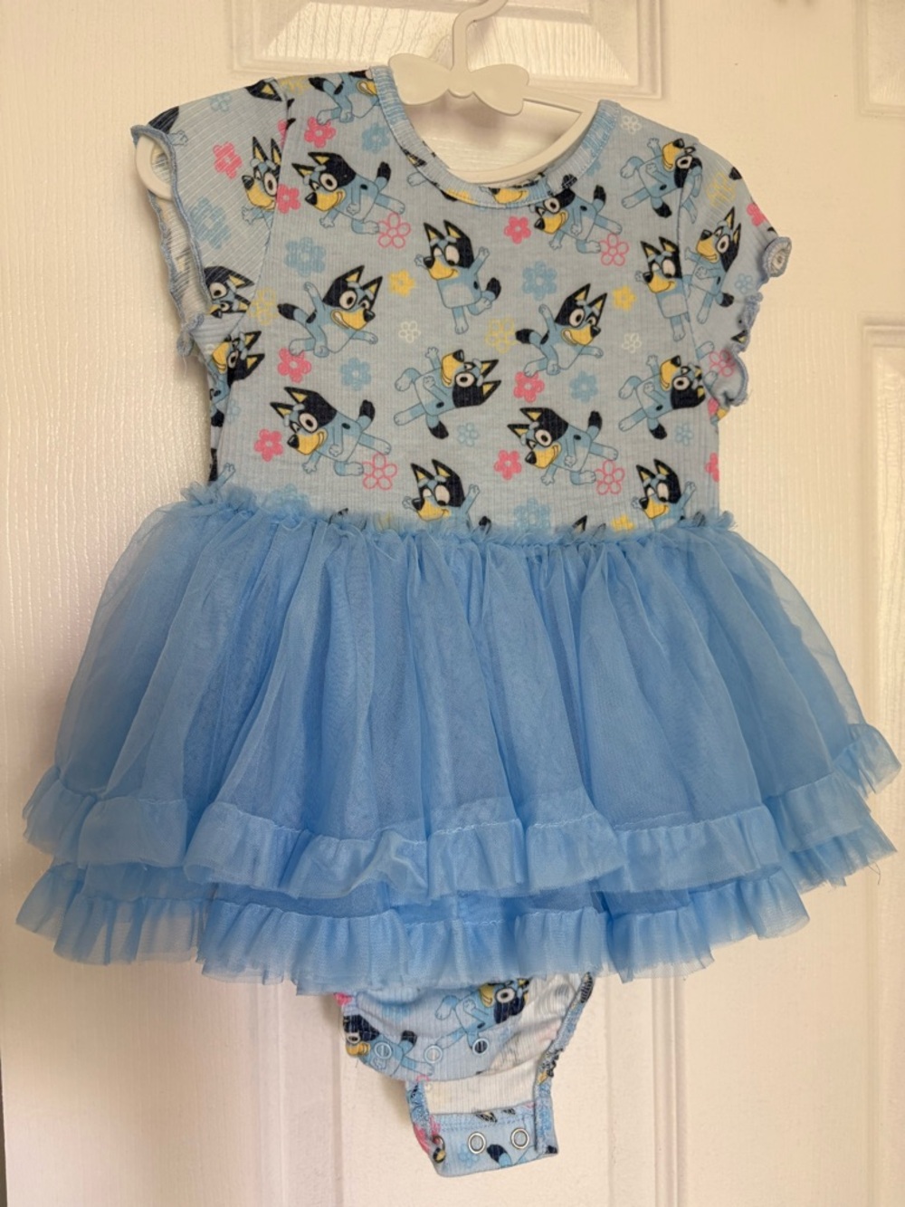 Blue Cartoon Puppy Tulle Skirt Bodysuit